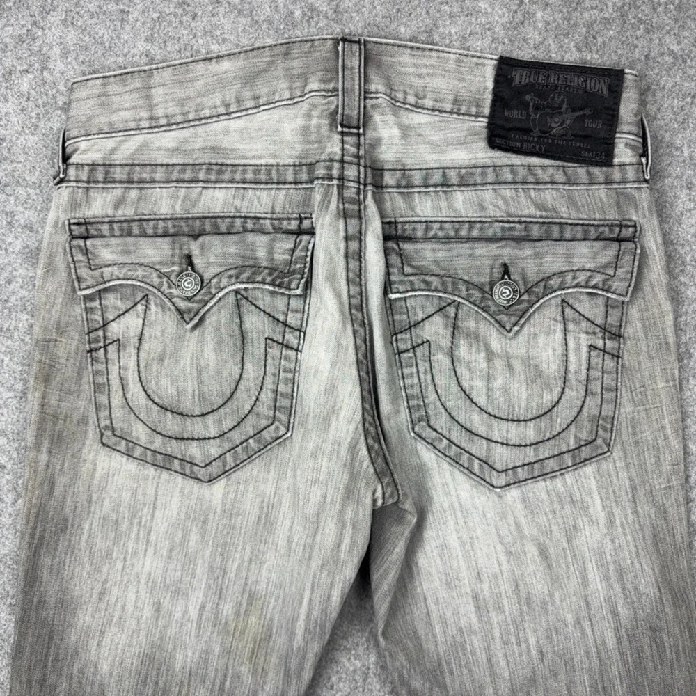 VTG True Religion Jeans Mens 34x32 Gray Ricky Straight Leg Denim Streetwear USA
